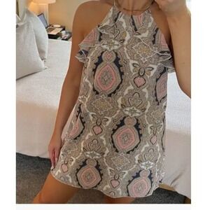 BCBGeneration Paisley Halter Mini Dress Casual Party - Size M